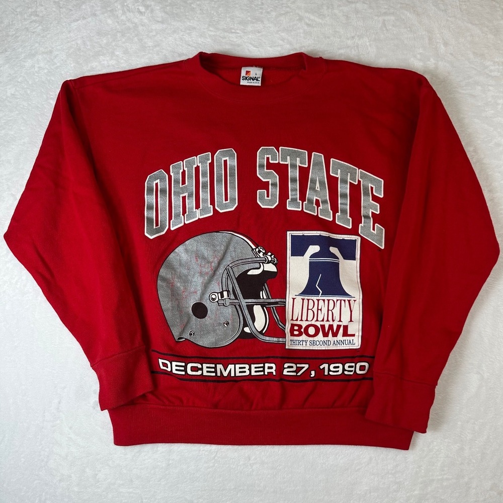 Vintage 1990 Ohio State Liberty Bowl Sweatshirt Signal Red Crewneck Large